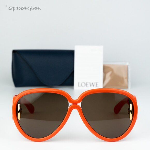 Loewe Women Sunglasses Shiny Orange Brown Pilot LW40132I 42E NEW AUTHENTIC - Picture 3 of 10